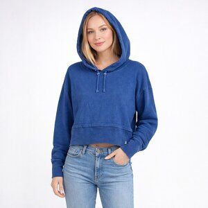 2/$30 Sperry Cropped Drawstring Hoodie Sweatshirt Navy Medium #A1762